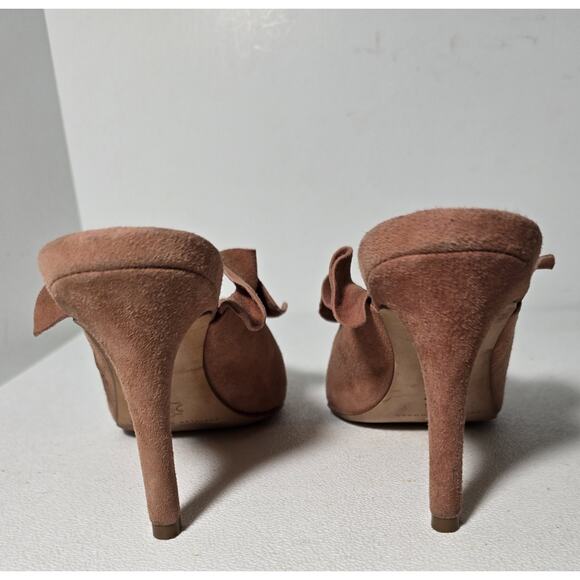 Women's Loeffler Randall Langley Ruffle Slide Heels Dusty Rose Suede 7 - Picture 7 of 10
